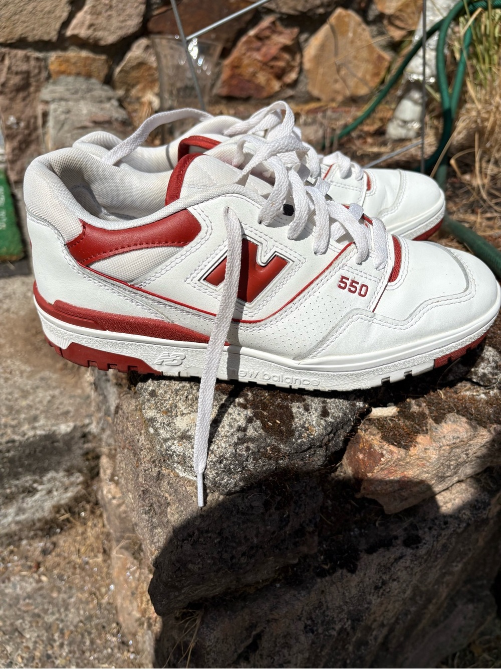 New Balance Men's White & Red 550 Low-Top Sneakers